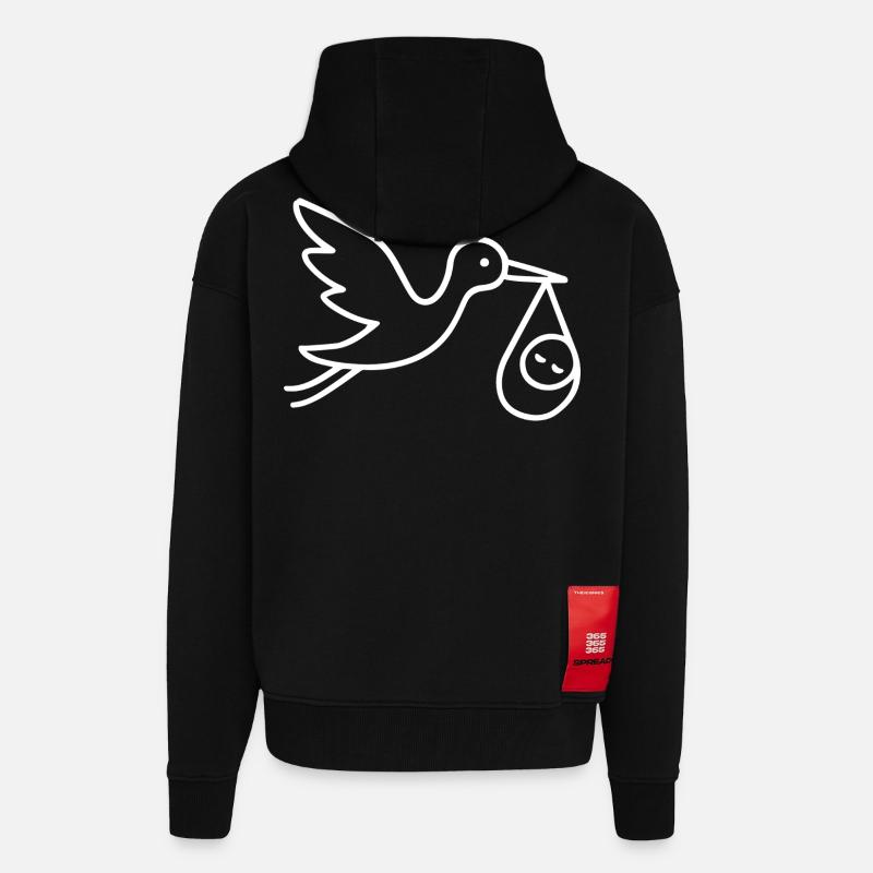 Arrivée minimale de bébé - Veste à capuche bio épaisse oversize fabriqué en UE - SOLID BLACK