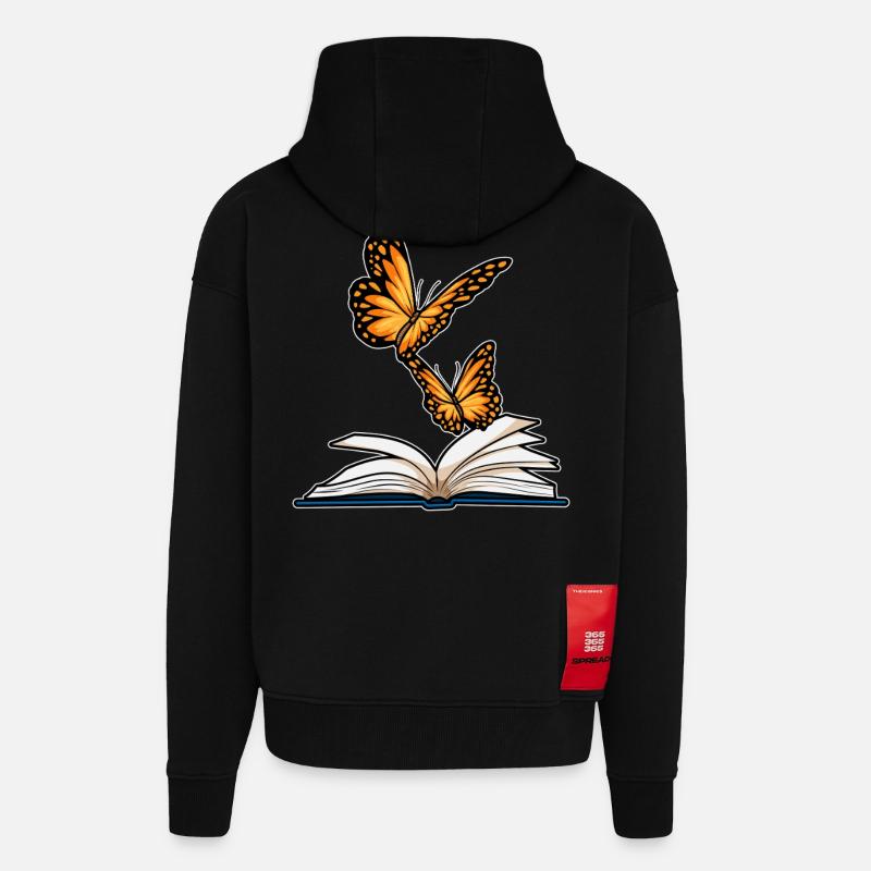 Butterfly Book - Zip Hoodie - made by SPREAD - SOLID BLACK