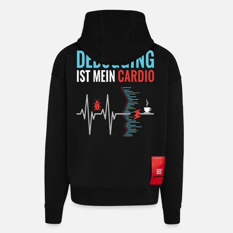 Debugging ist mein Cardio - Programmierer Nerd - Zip Hoodie - made by SPREAD - SOLID BLACK