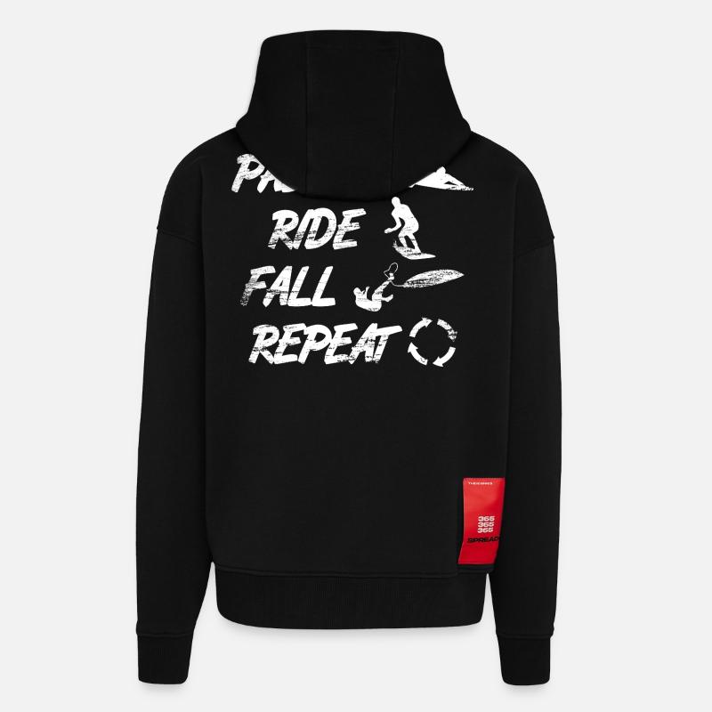 Paddle Ride Fall Repeat - Zip Hoodie - made by SPREAD - SOLID BLACK