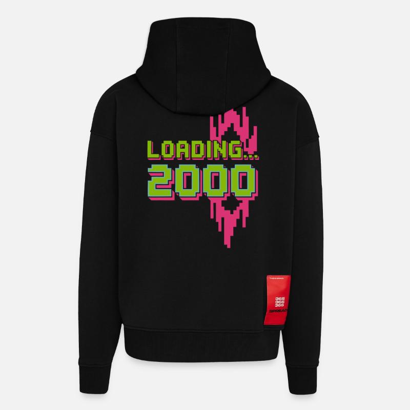 Retro Pixel Loading 2000 Design - Zip Hoodie - made by SPREAD - SOLID BLACK