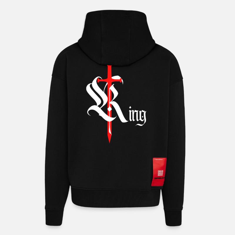 Gothic King Design mit schwertweißem Text - Zip Hoodie - made by SPREAD - SOLID BLACK