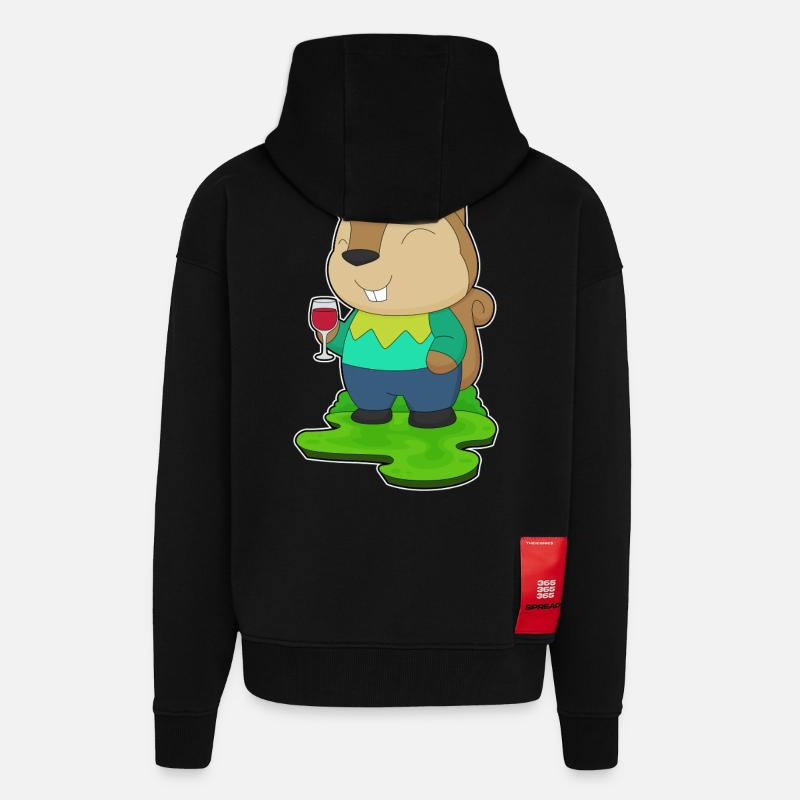Eichhörnchen Rotwein - Zip Hoodie - made by SPREAD - SOLID BLACK