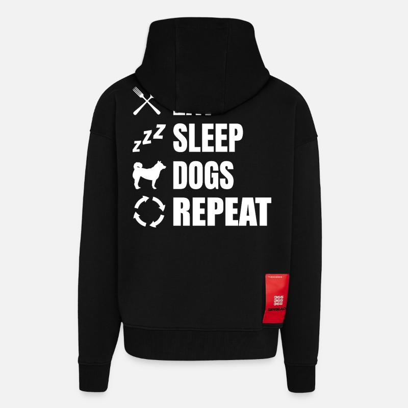 Manger dormir chiens répéter - Veste à capuche bio épaisse oversize fabriqué en UE - SOLID BLACK