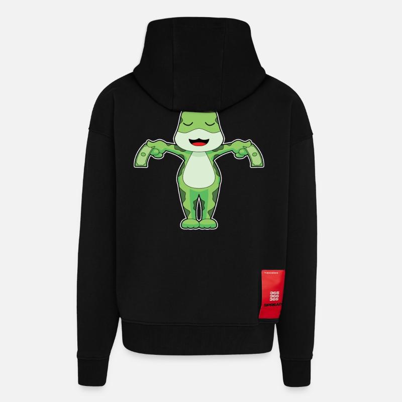 Frosch Banknote - Zip Hoodie - made by SPREAD - SOLID BLACK