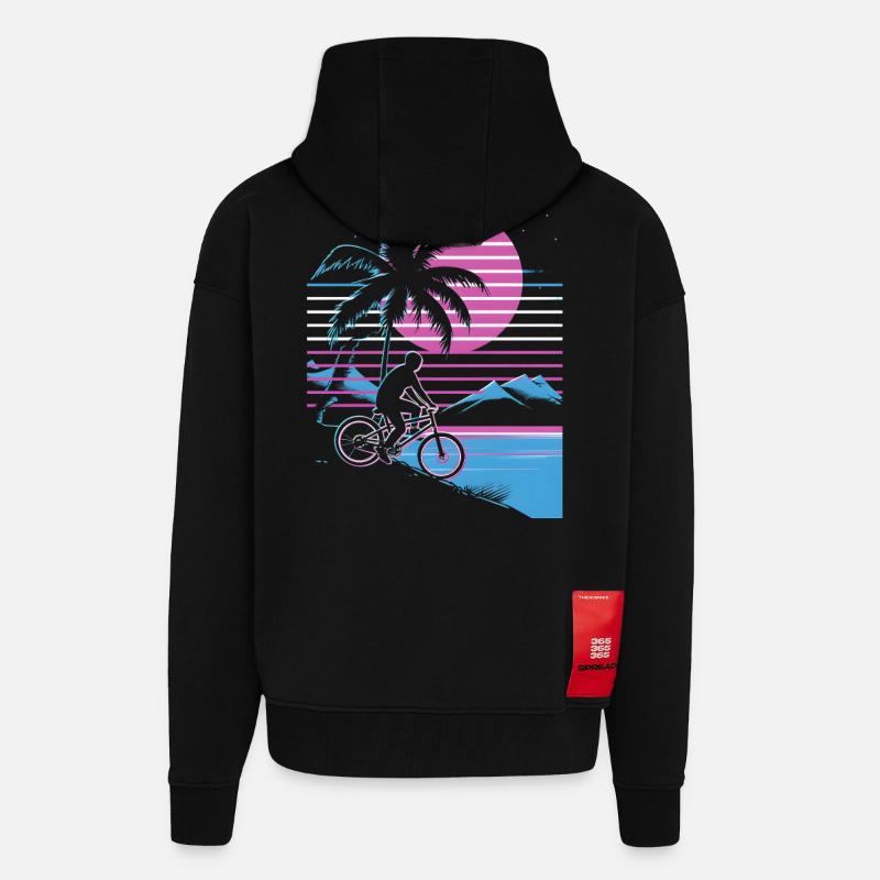VTT Synthwave - Veste à capuche bio épaisse oversize fabriqué en UE - SOLID BLACK
