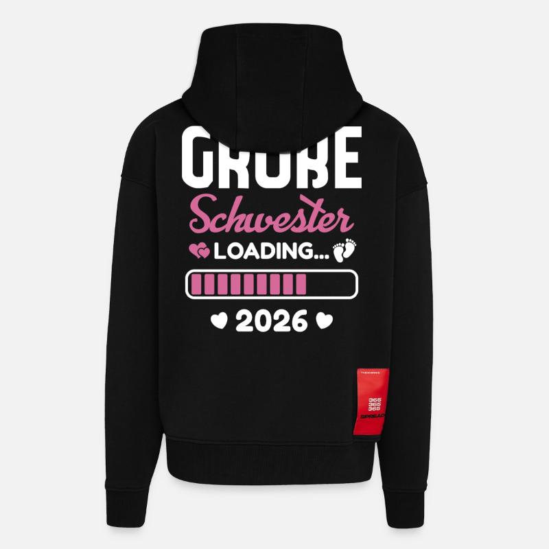 Große Schwester 2026 Loading - Zip Hoodie - made by SPREAD - SOLID BLACK