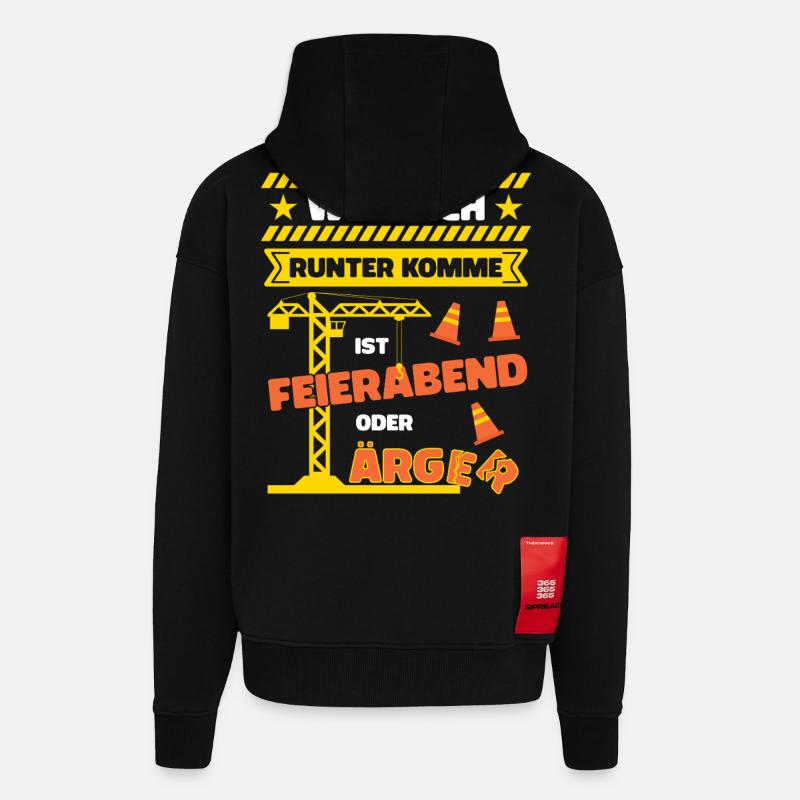 Kranfahrer Kranführer Spruch Feierabend Ärger - Zip Hoodie - made by SPREAD - SOLID BLACK