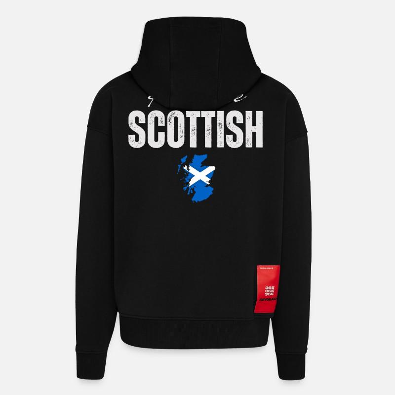 Fierté écossaise, j'aime l'Écosse - Veste à capuche bio épaisse oversize fabriqué en UE - SOLID BLACK