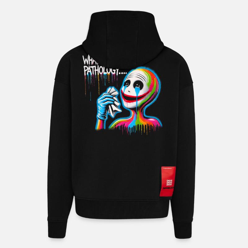 Rainbow Clown Endorsing Pathology - Zip Hoodie - made by SPREAD - SOLID BLACK
