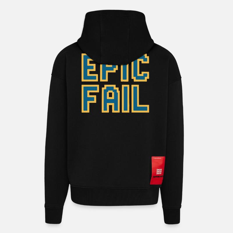 Epic fail - retro 8-bit gaming meme - Zip Hoodie - made by SPREAD - SOLID BLACK