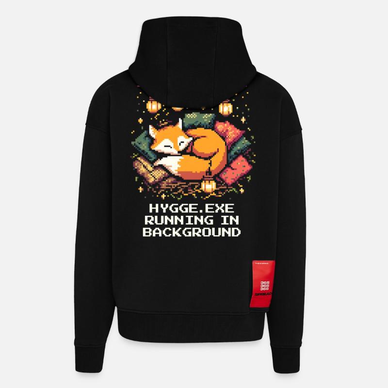 Hygge.exe s'exécute en arrière-plan - Veste à capuche bio épaisse oversize fabriqué en UE - SOLID BLACK