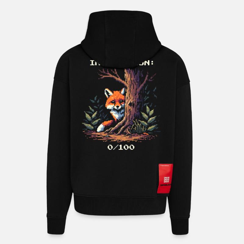 NPC Interaction: 0/100 | Introversion humor - Zip Hoodie - made by SPREAD - SOLID BLACK