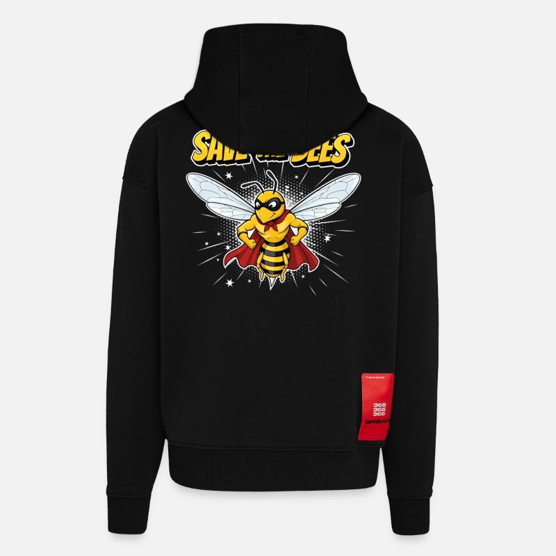 Comic Biene Heldenmotto - Zip Hoodie - made by SPREAD - SOLID BLACK