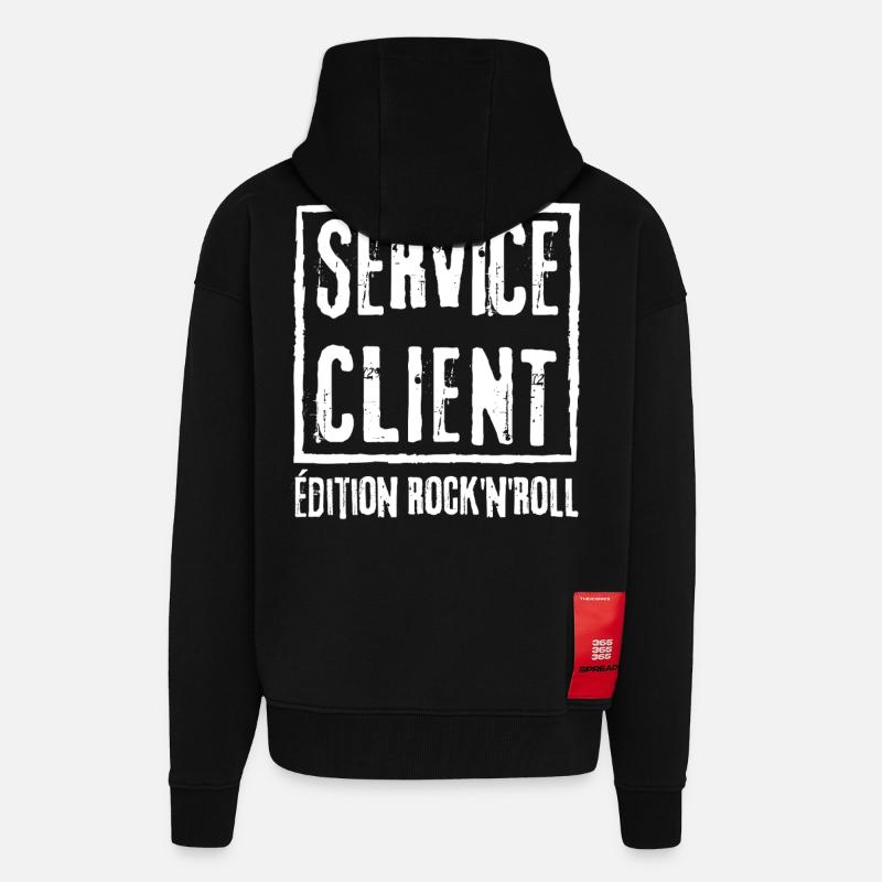 SERVICE CLIENT Edition Rock N Roll - Veste à capuche bio épaisse oversize fabriqué en UE - SOLID BLACK