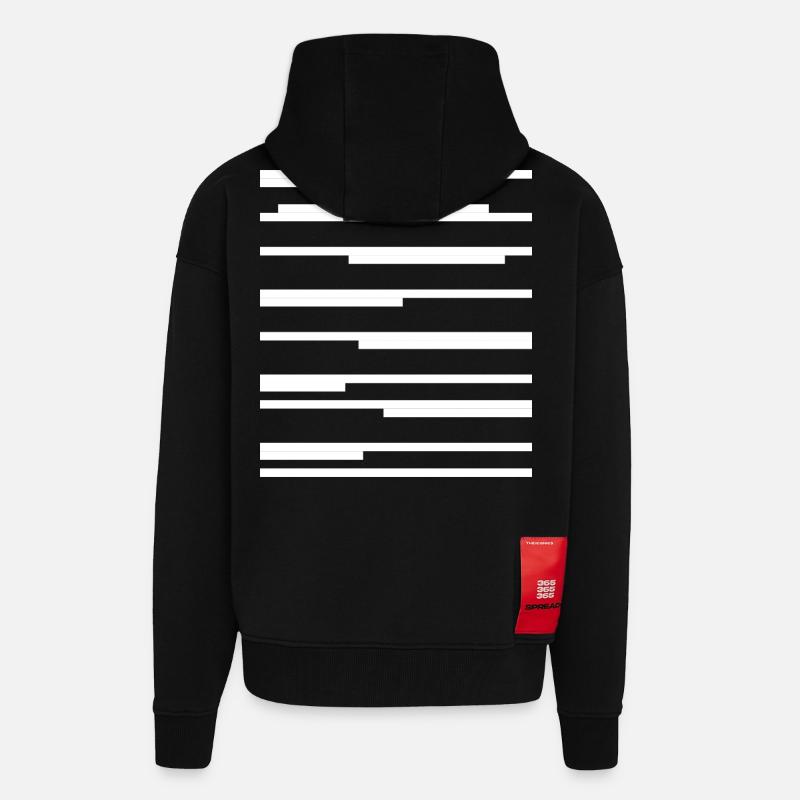 Conception de lignes géométriques - Veste à capuche bio épaisse oversize fabriqué en UE - SOLID BLACK