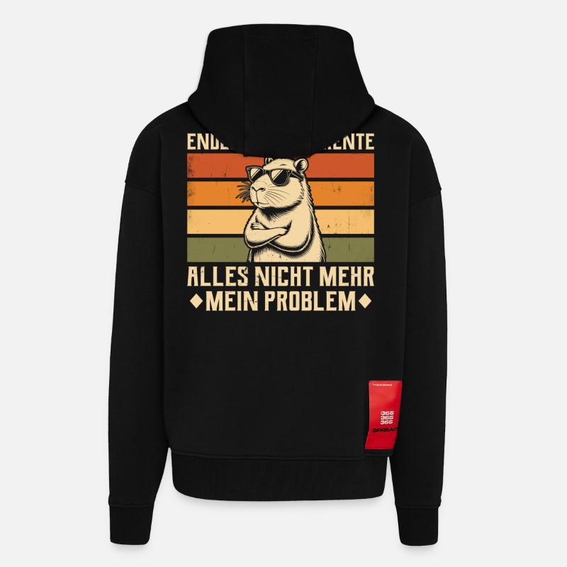 Endlich in Frührente - Capybara - Altersteilzeit - Zip Hoodie - made by SPREAD - SOLID BLACK