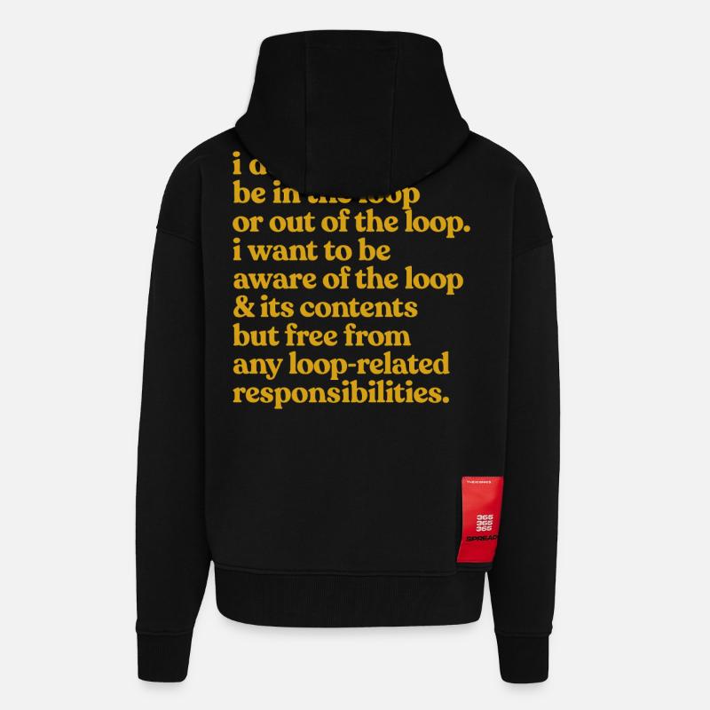 Conscient de la citation Loop - Veste à capuche bio épaisse oversize fabriqué en UE - SOLID BLACK