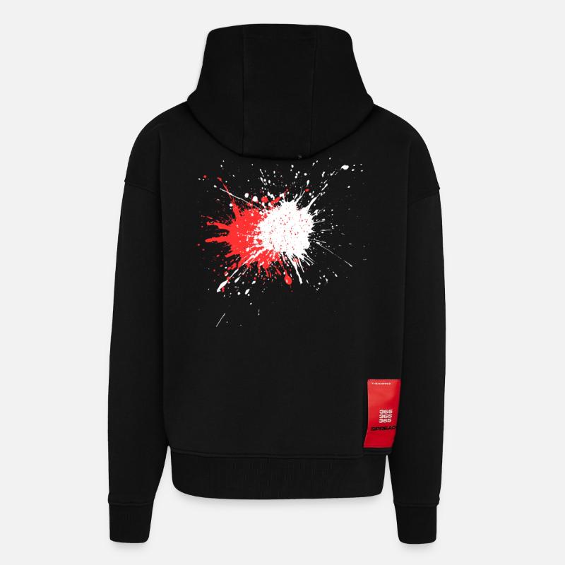 Abstrakte Farbspritztechnik auf Schwarz - Zip Hoodie - made by SPREAD - SOLID BLACK