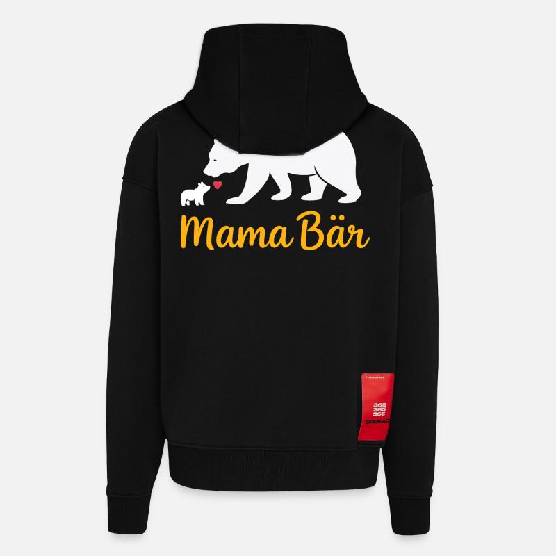 Future Maman MAMA BEAR Rétro Drôle - Veste à capuche bio épaisse oversize fabriqué en UE - SOLID BLACK