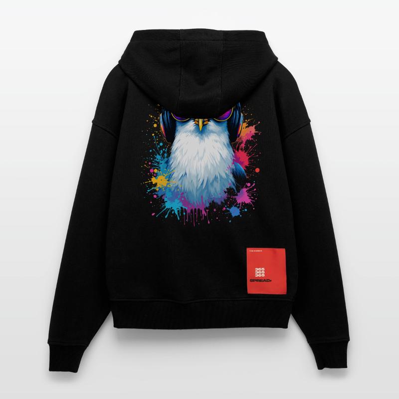 Bunte Möwe Vogel mit Kopfhörer Sonnenbrille Zip Hoodie - made by SPREAD