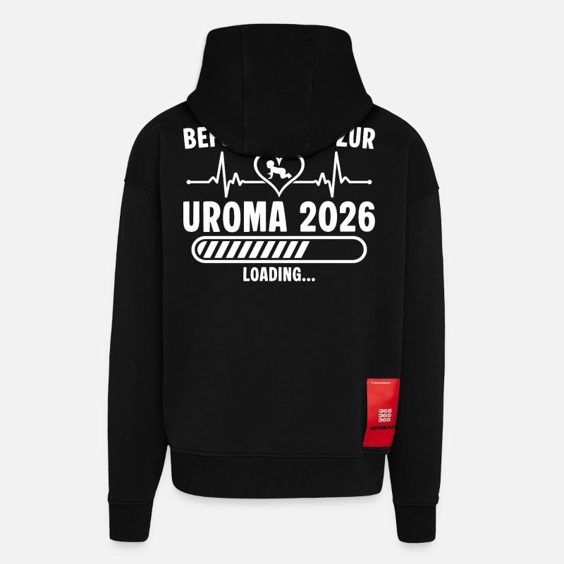 Promotion au poste d’arrière-grand-mère 2026 invitations - Veste à capuche bio épaisse oversize fabriqué en UE - SOLID BLACK