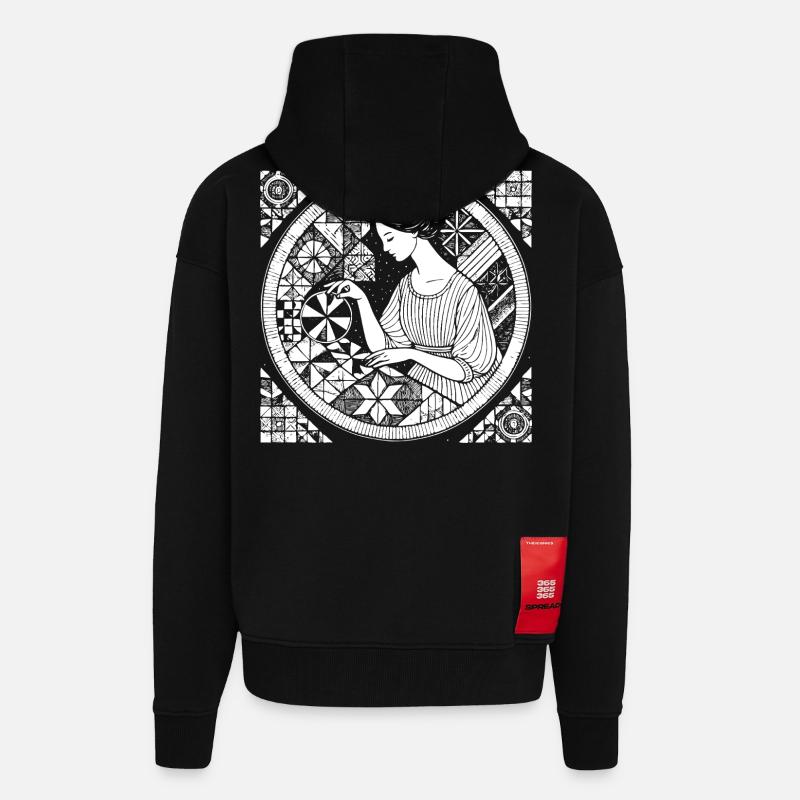 Conception de courtepointe – Créativité et artisanat - Veste à capuche bio épaisse oversize fabriqué en UE - SOLID BLACK
