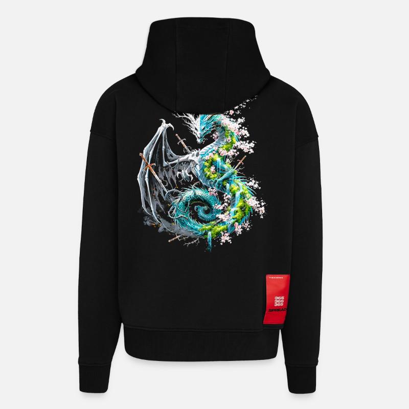 Drache des Lebens und Todes - Zip Hoodie - made by SPREAD - SOLID BLACK