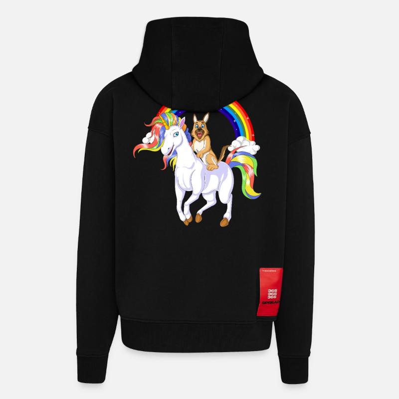 Deutscher Schäferhund Einhorn - Zip Hoodie - made by SPREAD - SOLID BLACK
