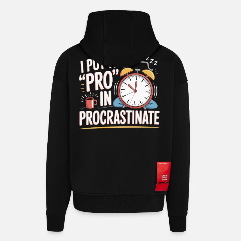 Pro in Procrastinating Clock - Zip Hoodie - made by SPREAD - SOLID BLACK