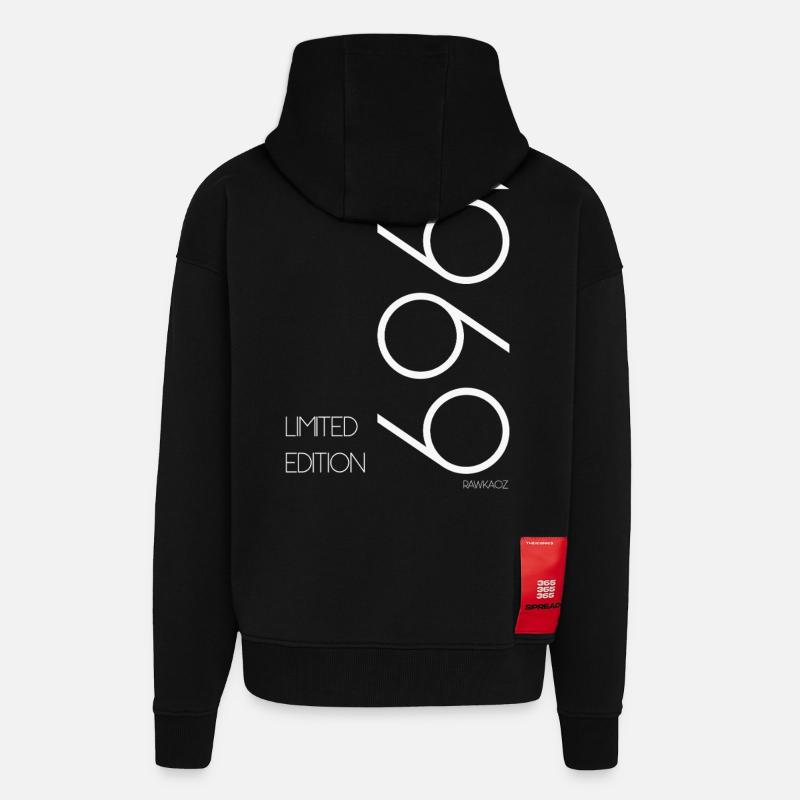 Edition limitée 1969 - Veste à capuche bio épaisse oversize fabriqué en UE - SOLID BLACK