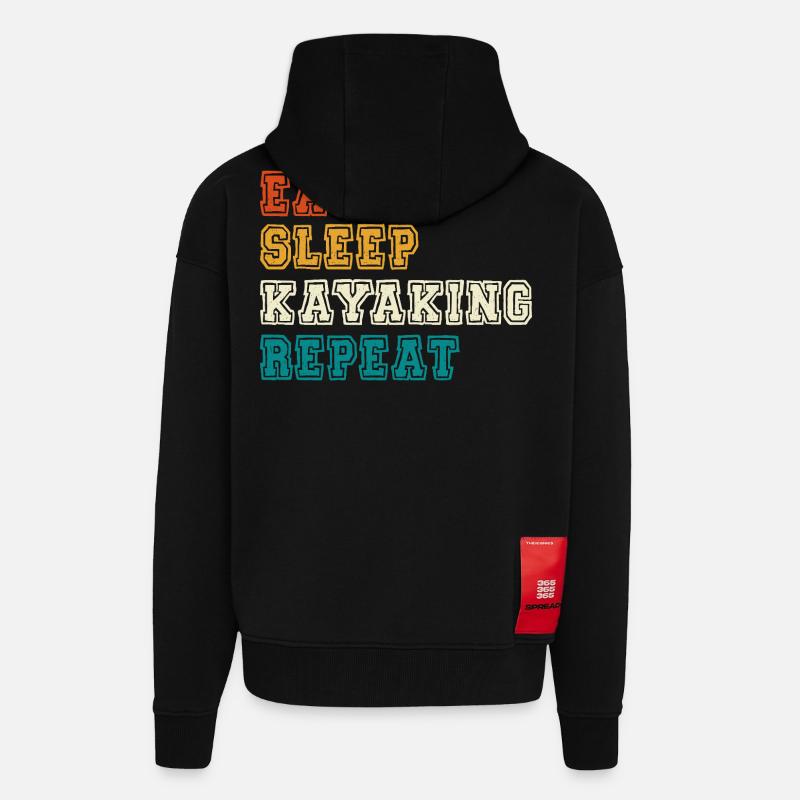 Manger dormir Kayak Répéter - Veste à capuche bio épaisse oversize fabriqué en UE - SOLID BLACK