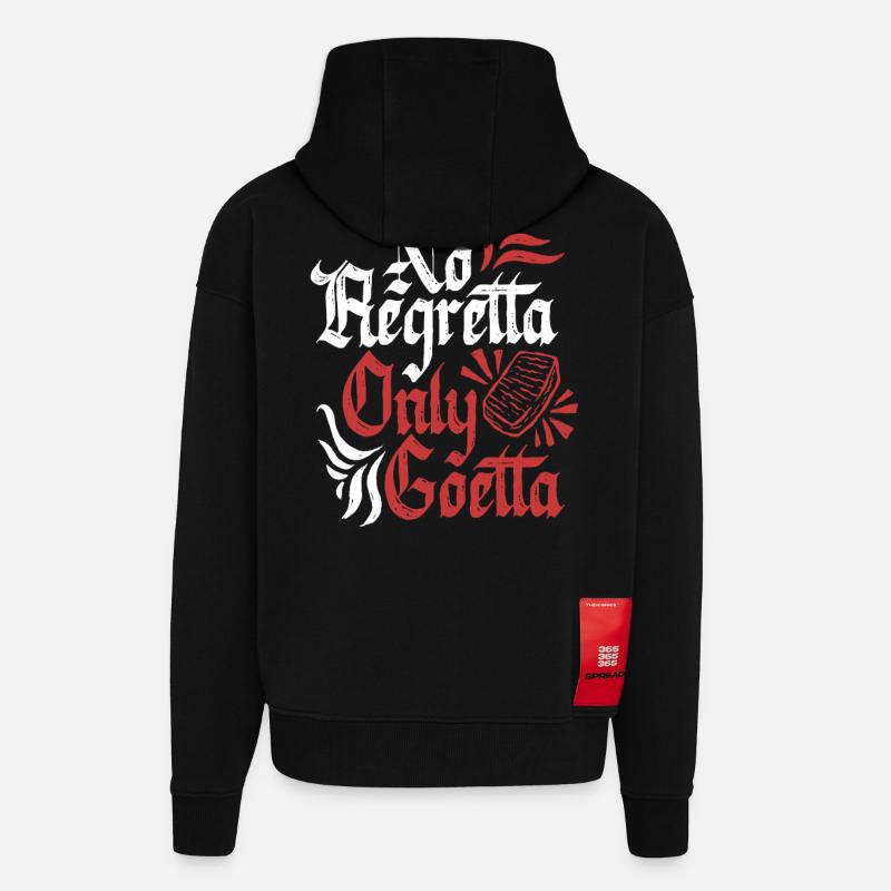 Saucisse Goetta No Regretta Seulement Goetta - Veste à capuche bio épaisse oversize fabriqué en UE - SOLID BLACK