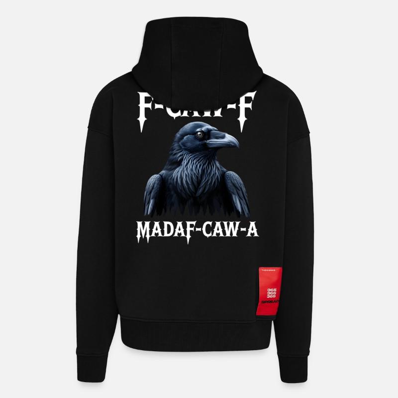 Ravens Gothique Graffiti Design - Veste à capuche bio épaisse oversize fabriqué en UE - SOLID BLACK