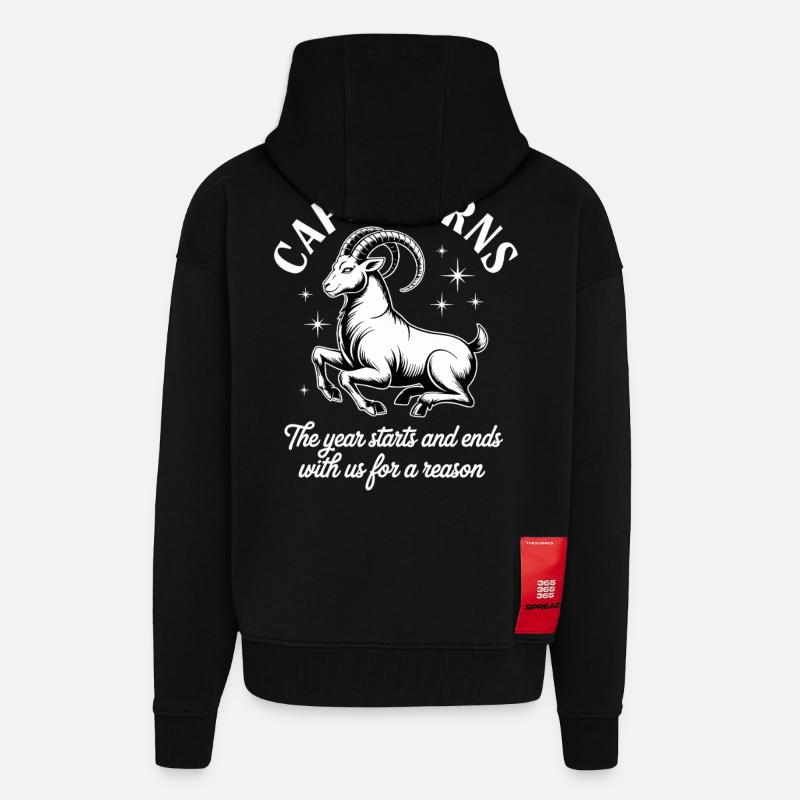 Steinbock Sternzeichen - Zip Hoodie - made by SPREAD - SOLID BLACK