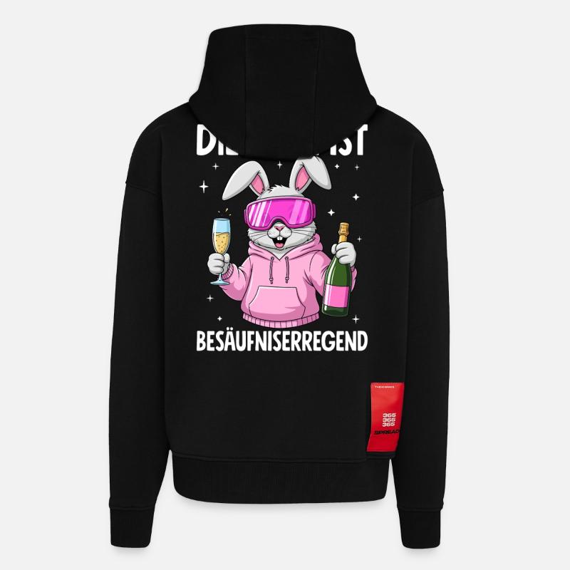 The situation is drunkenness - Zip Hoodie - made by SPREAD - SOLID BLACK