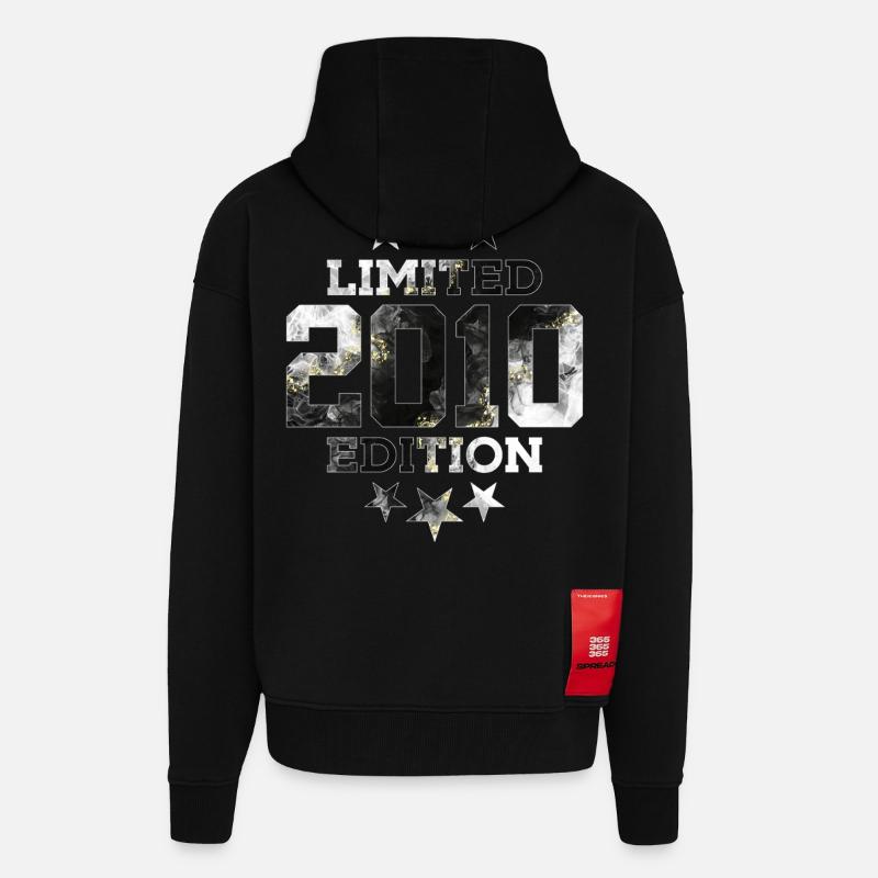 ÉDITION LIMITÉE 2010 16E ANNIVERSAIRE - Veste à capuche bio épaisse oversize fabriqué en UE - SOLID BLACK