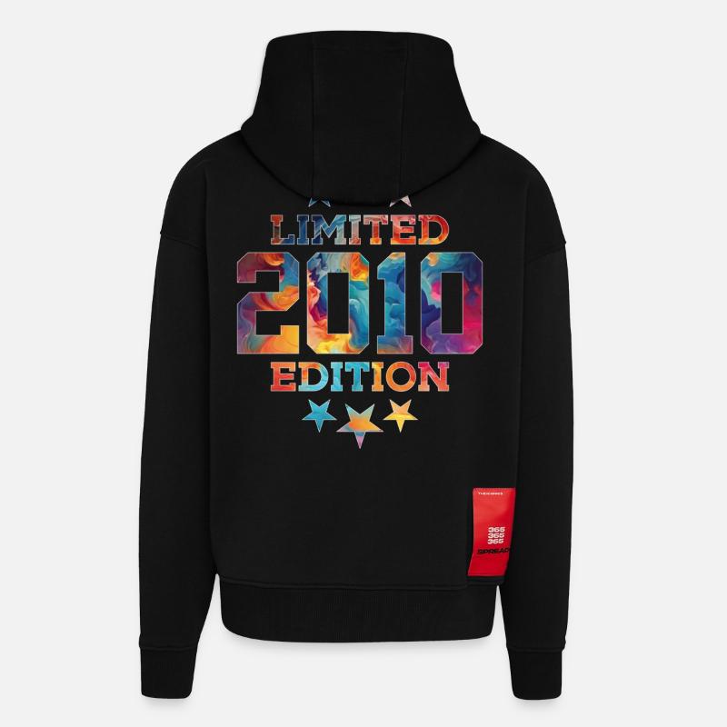 ÉDITION LIMITÉE 2010 16E ANNIVERSAIRE - Veste à capuche bio épaisse oversize fabriqué en UE - SOLID BLACK