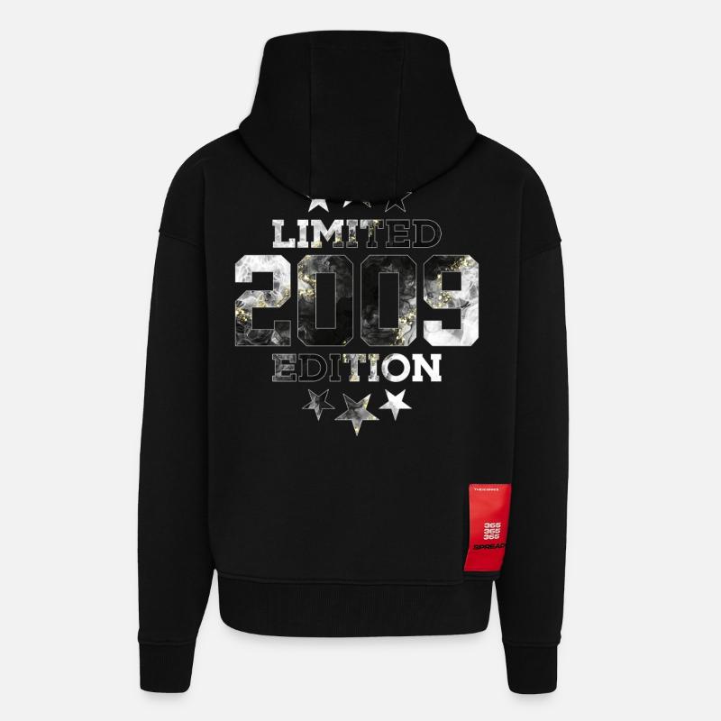ÉDITION LIMITÉE 2009 17E ANNIVERSAIRE - Veste à capuche bio épaisse oversize fabriqué en UE - SOLID BLACK
