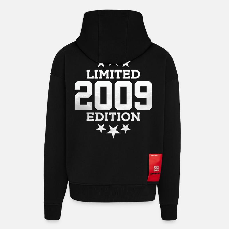 ÉDITION LIMITÉE 2009 17E ANNIVERSAIRE - Veste à capuche bio épaisse oversize fabriqué en UE - SOLID BLACK
