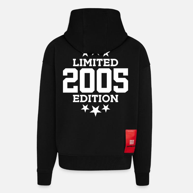 ÉDITION LIMITÉE 21E ANNIVERSAIRE 2005 - Veste à capuche bio épaisse oversize fabriqué en UE - SOLID BLACK