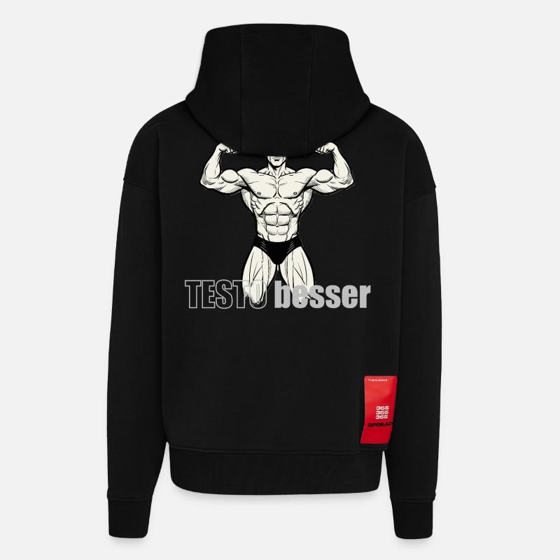Muscle Hero Power Pose Conception d’impression - Veste à capuche bio épaisse oversize fabriqué en UE - SOLID BLACK