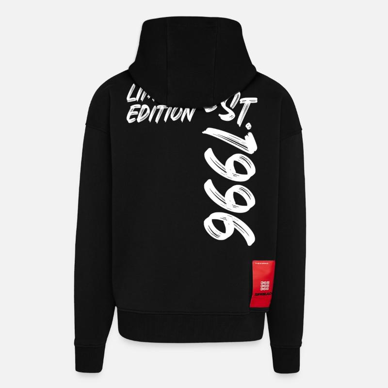Édition limitée Est. 1996 - Veste à capuche bio épaisse oversize fabriqué en UE - SOLID BLACK