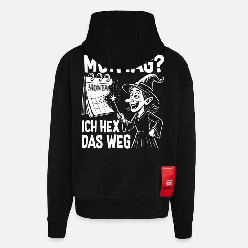 Lundi, je vais comme ça - Veste à capuche bio épaisse oversize fabriqué en UE - SOLID BLACK