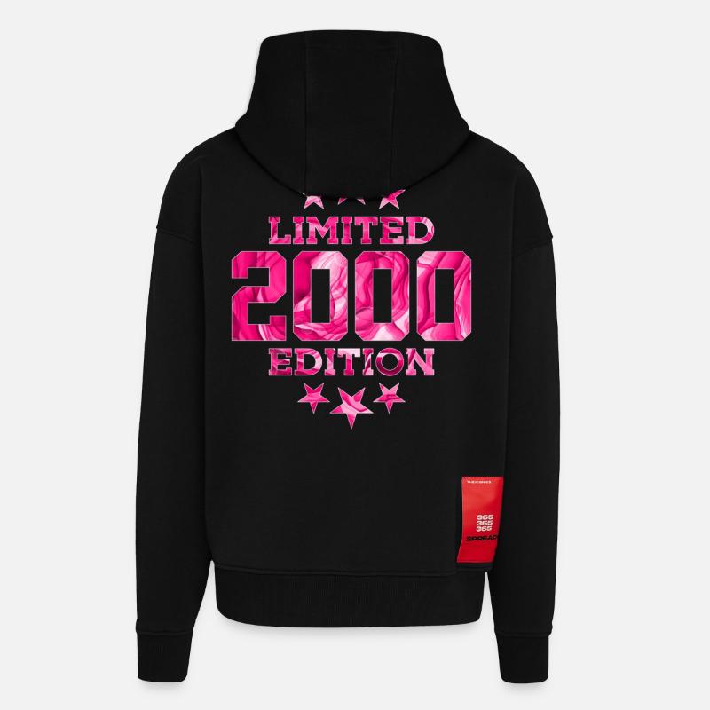 ÉDITION LIMITÉE 26E ANNIVERSAIRE 2000 - Veste à capuche bio épaisse oversize fabriqué en UE - SOLID BLACK