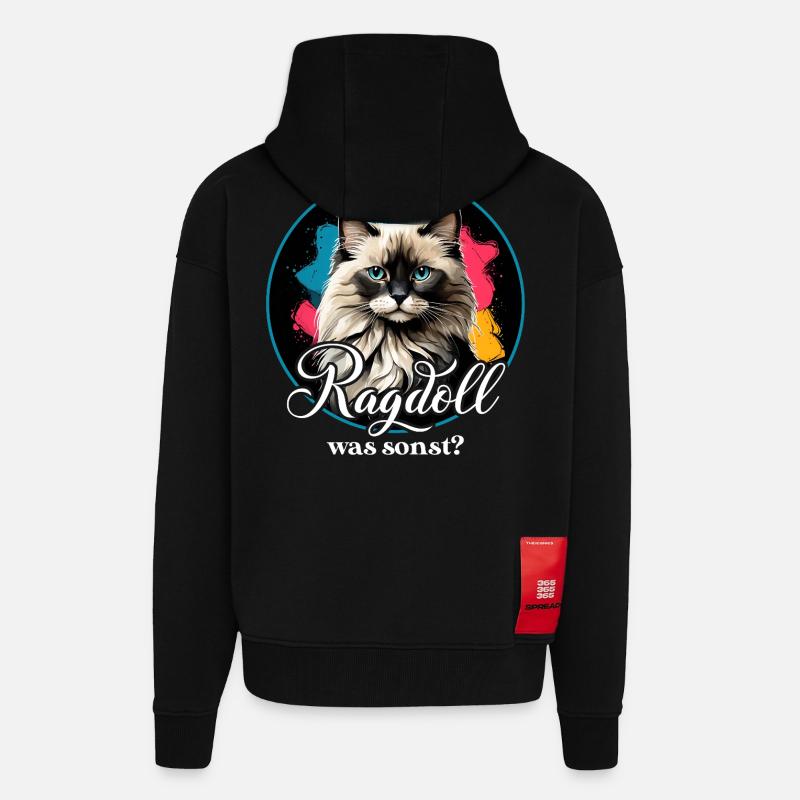 Ragdoll  Katze - Zip Hoodie - made by SPREAD - SOLID BLACK