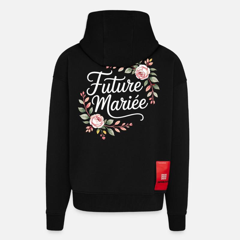 Team Mariage EVJF Future Mariée - Veste à capuche bio épaisse oversize fabriqué en UE - SOLID BLACK