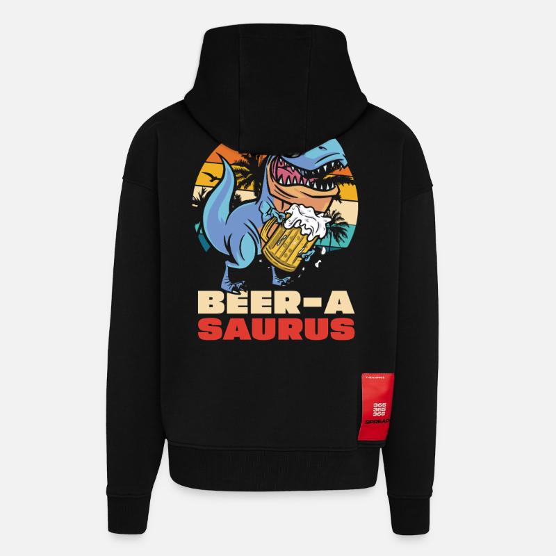 BeerA Saurus Dino mit Bierkrug - Zip Hoodie - made by SPREAD - SOLID BLACK