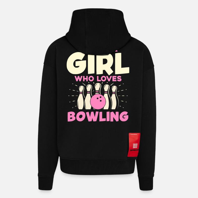 Nur ein Mädchen liebt Bowling - Zip Hoodie - made by SPREAD - SOLID BLACK