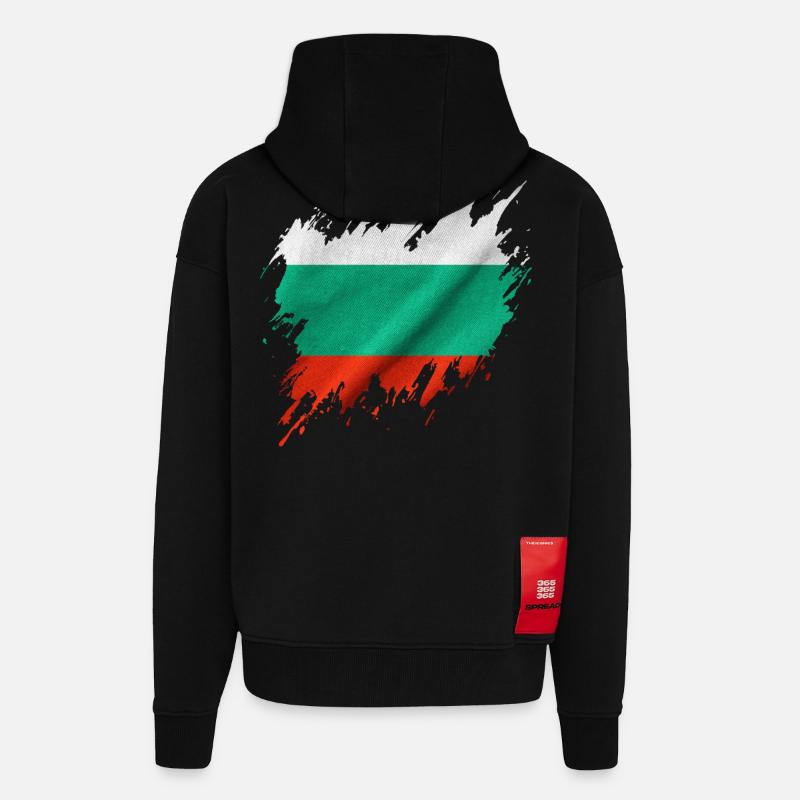 Bulgarian flag, torn style - Zip Hoodie - made by SPREAD - SOLID BLACK